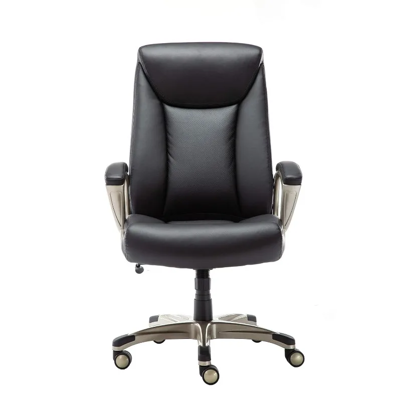Basics Bonded Leather Big & Tall Executive Office Computer Desk Chair, вместимостью 350 фунтов, черный, 29,5 дюйма (Г) x 27,25 дюйма (Ш) x 47 дюймов (В - 1