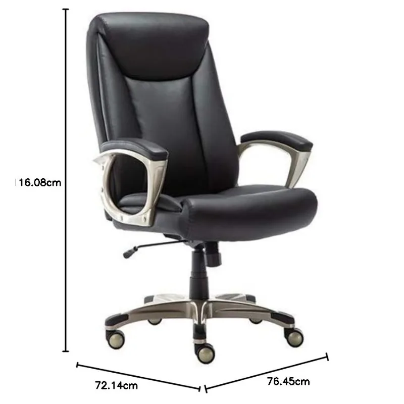 Basics Bonded Leather Big & Tall Executive Office Computer Desk Chair, вместимостью 350 фунтов, черный, 29,5 дюйма (Г) x 27,25 дюйма (Ш) x 47 дюймов (В - 2