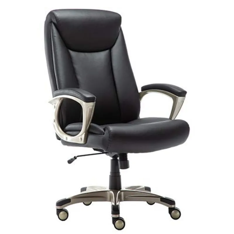 Basics Bonded Leather Big & Tall Executive Office Computer Desk Chair, вместимостью 350 фунтов, черный, 29,5 дюйма (Г) x 27,25 дюйма (Ш) x 47 дюймов (В - 3