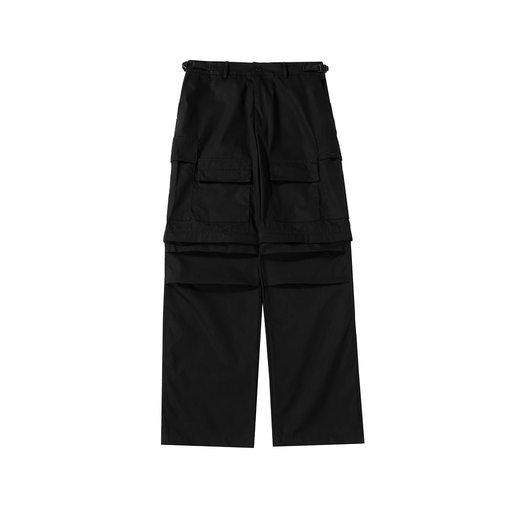  Knee Плиссированные съемные шорты Брюки-карго для мужчин Pantalones Hombre Черный комбинезон Уличная одежда Мешковатые повседневные брюки Y2K - 2