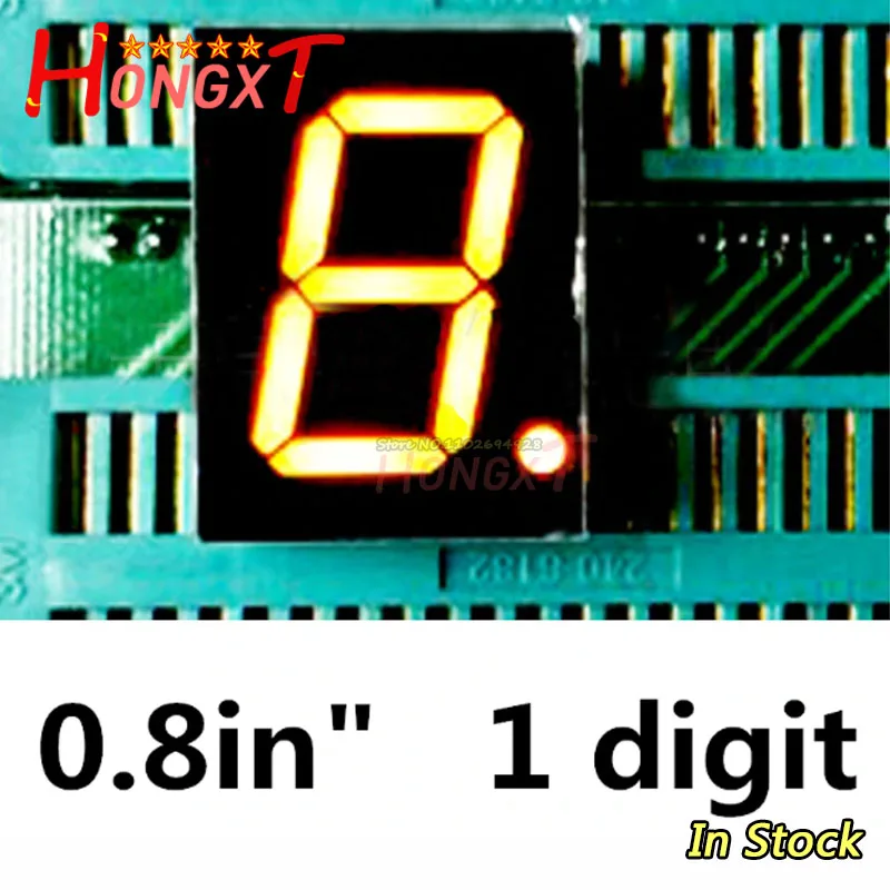 (20 шт.) 0,8-дюймовый желтый 7-сегментный светодиодный дисплей 27,7 * 20 * 10 мм цифровой дисплей 0,8 дюйма 1-битная цифровая трубка пластиковый металлический катод - 0
