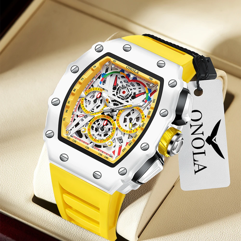 ONOLA Мужские часы Лучший бренд Роскошные спортивные наручные часы Мужские водонепроницаемые кварцевые часы с хронографом Relogio Masculino 2023 - 0