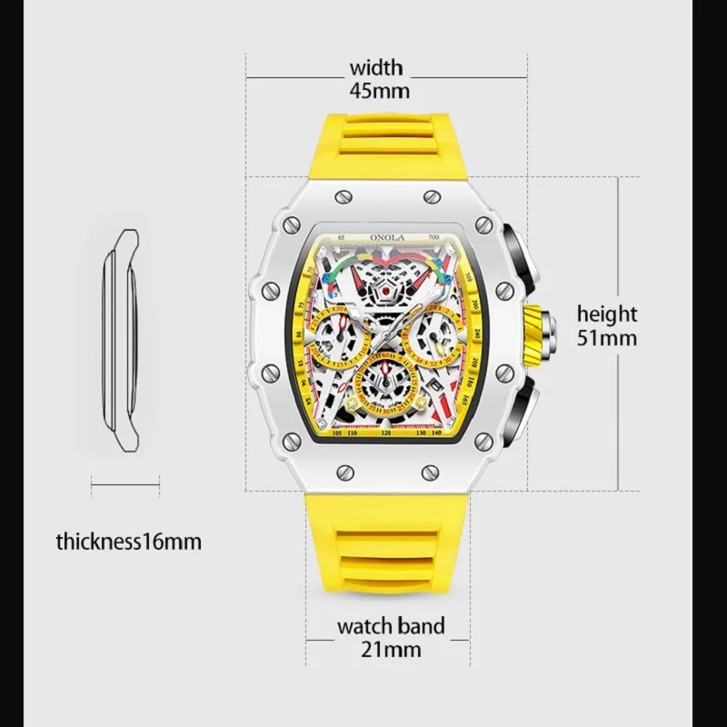 ONOLA Мужские часы Лучший бренд Роскошные спортивные наручные часы Мужские водонепроницаемые кварцевые часы с хронографом Relogio Masculino 2023 - 4