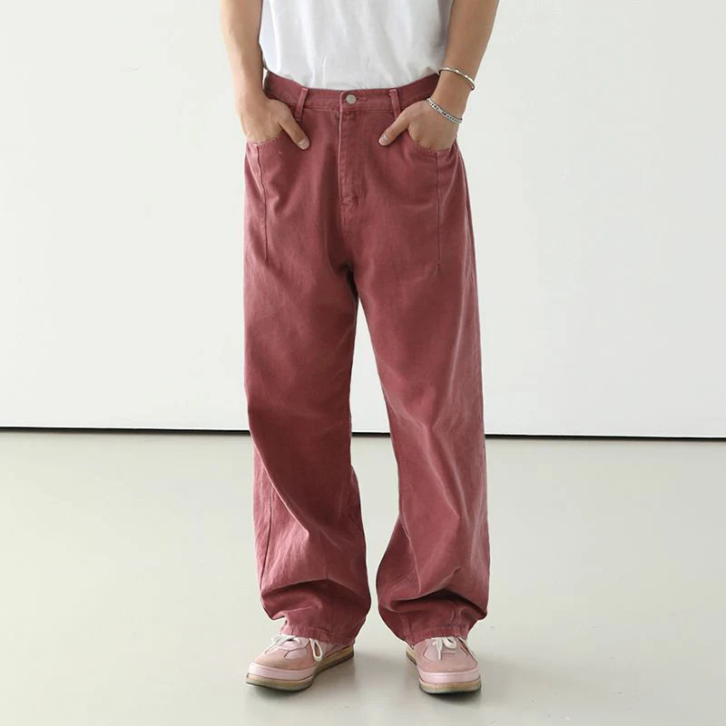 IEFB Мужские джинсы High Street Мужские летние корейские свободные брюки с карманами Однотонные прямые брюки 2023 Новый винтаж 9A8299 - 1
