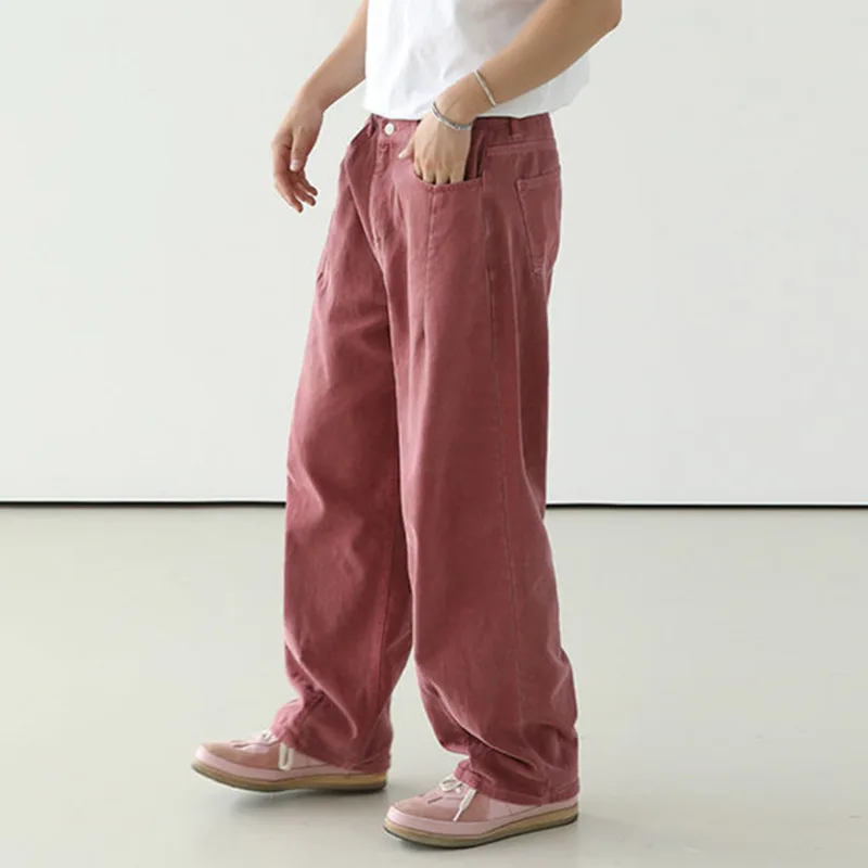 IEFB Мужские джинсы High Street Мужские летние корейские свободные брюки с карманами Однотонные прямые брюки 2023 Новый винтаж 9A8299 - 2