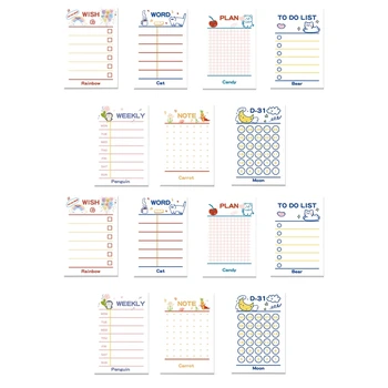 14Pack To Do List Блокнот Симпатичный 9X6 To Do Planner Planner Sticky Notes Ежедневные линейки Стикеры для планировщика работ, 600 листов Прочный