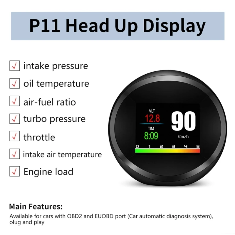Дисплей HUD автомобиля, проекционный дисплей HUD GPS OBD2 с системами сигнализации и безопасности Цифровое лобовое стекло для всех автомобилей - 3