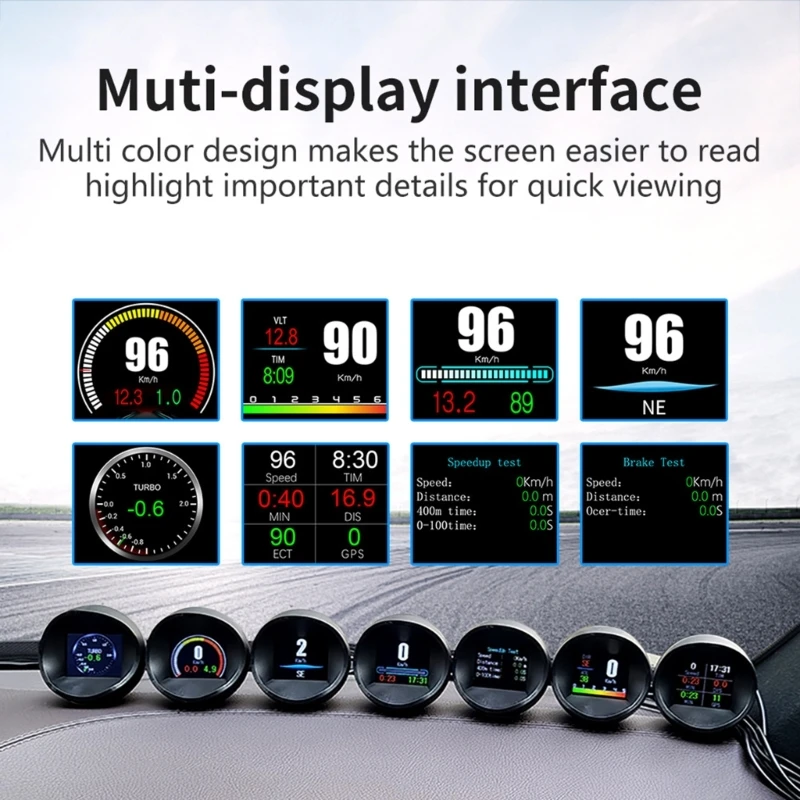 Дисплей HUD автомобиля, проекционный дисплей HUD GPS OBD2 с системами сигнализации и безопасности Цифровое лобовое стекло для всех автомобилей - 4