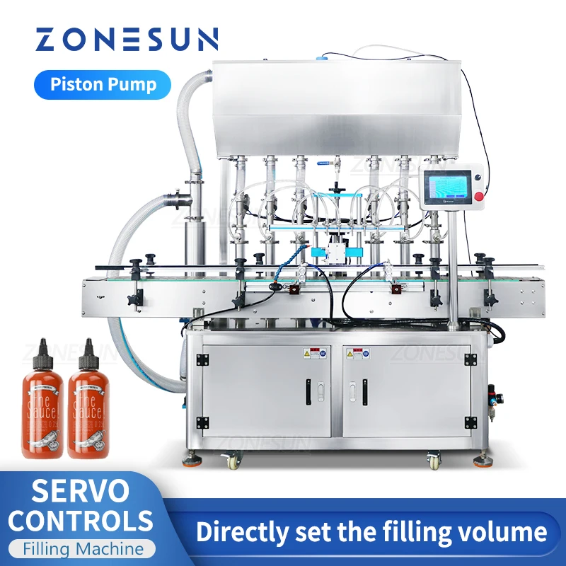 ZONESUN Автоматическая машина для розлива жидкостей с шестью головками Сервомотор Моющее средство Крем Густая паста Шампунь Кетчуп Мед ZS-YT6T-6PX - 0