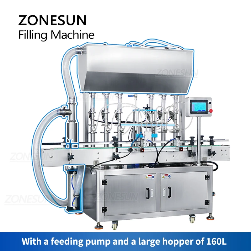 ZONESUN Автоматическая машина для розлива жидкостей с шестью головками Сервомотор Моющее средство Крем Густая паста Шампунь Кетчуп Мед ZS-YT6T-6PX - 2