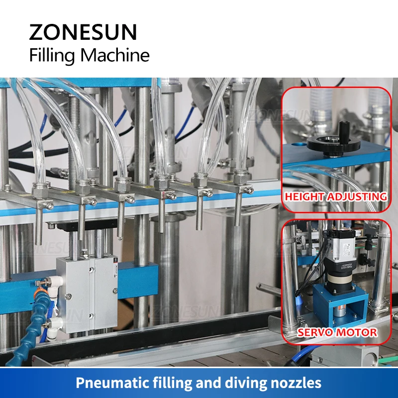 ZONESUN Автоматическая машина для розлива жидкостей с шестью головками Сервомотор Моющее средство Крем Густая паста Шампунь Кетчуп Мед ZS-YT6T-6PX - 3
