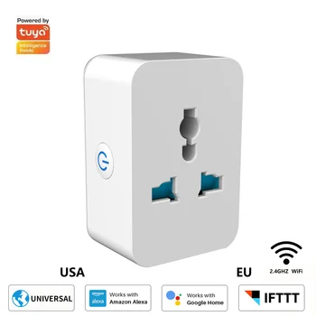 15A Tuya WiFi Smart Socket 3 отверстия Хронометраж Многофункциональный конверсионный разъем Беспроводной переключатель Bluetooth Универсальный конвертер вилки