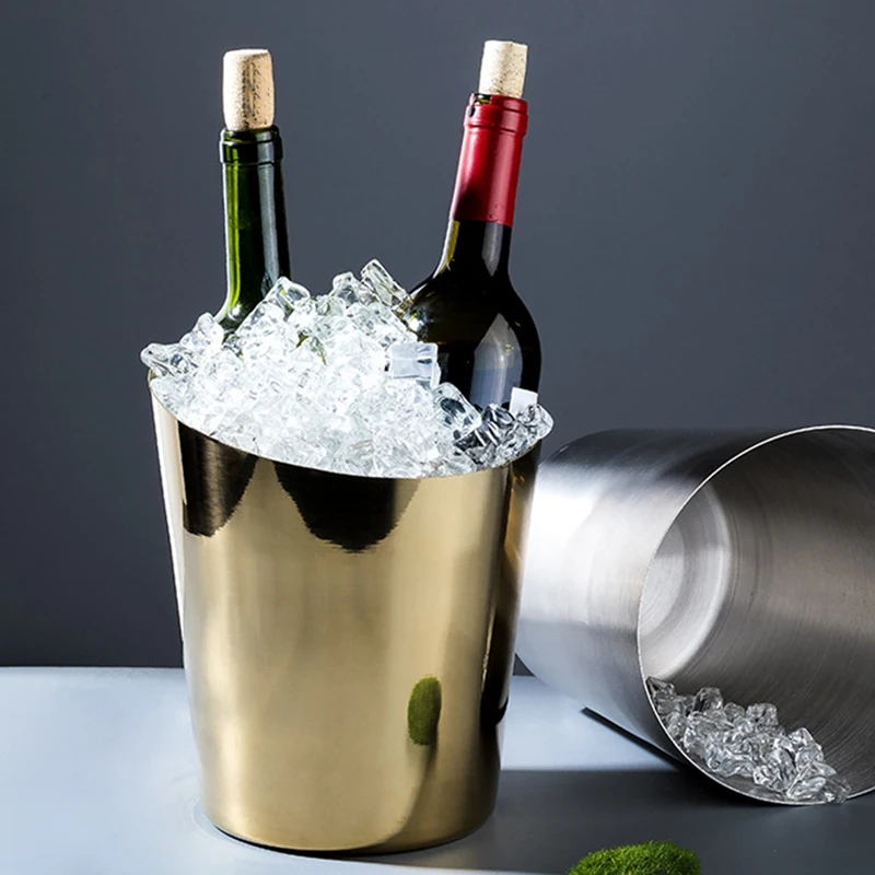 Ведро для шампанского из нержавеющей стали Бытовое пивное ведро Бар KTV Коммерческое ведро со льдом Вино и ведро для вина - 1