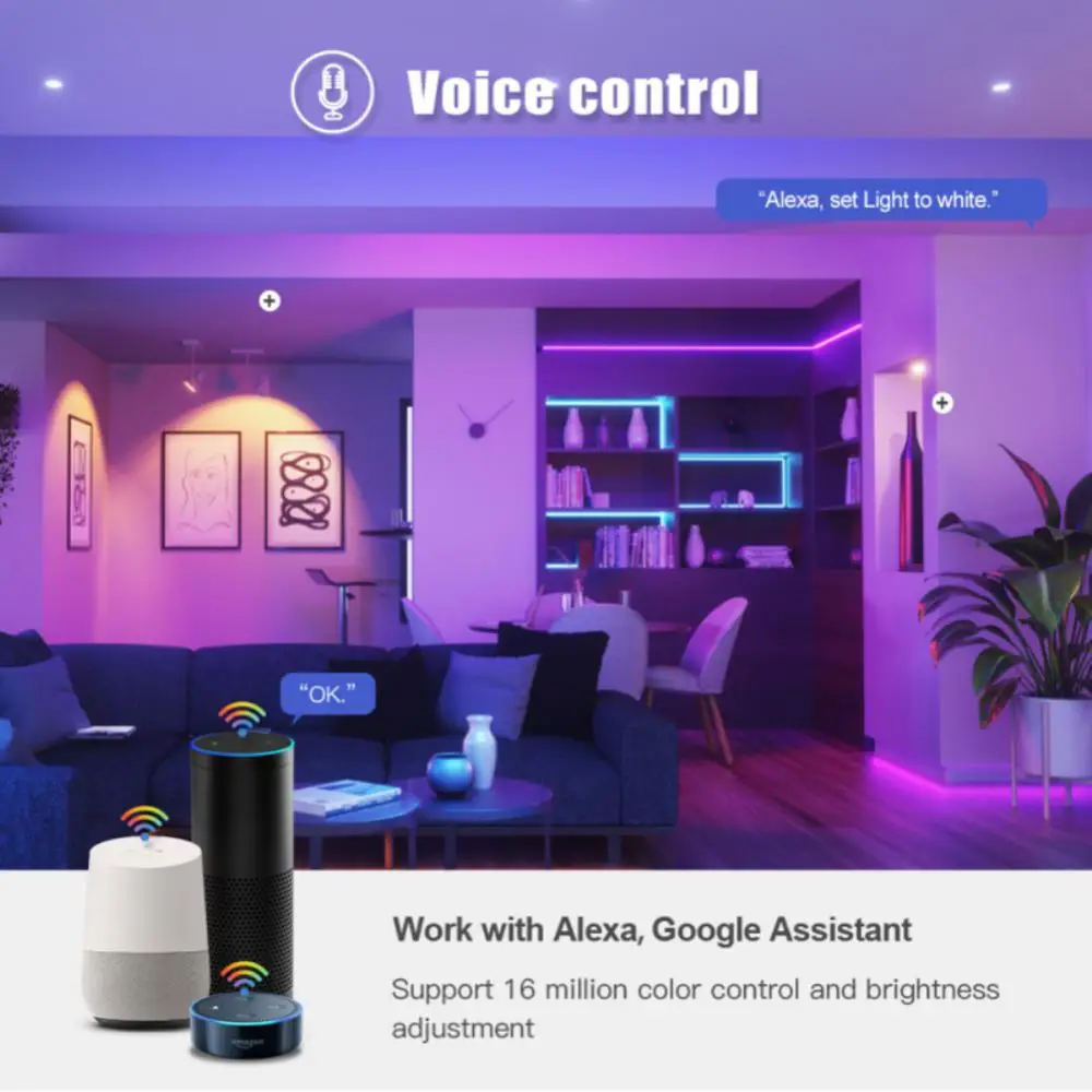 1 ~ 5 шт. Tuya 15 Вт WiFi умная домашняя лампочка, светодиодная лампа E27 RGB с регулируемой яркостью с приложением Smart Life, голосовое управление для дома, Alexa - 2