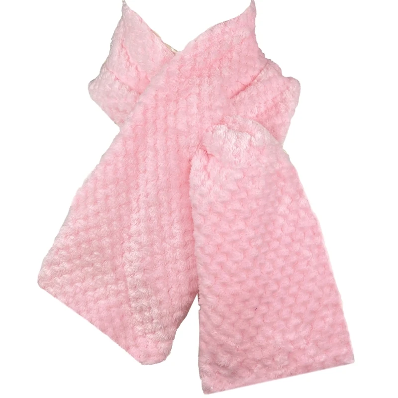 L93F Женский коралловый флисовый шарф Длинный плюшевый шейный платок Y2k Красочный тонкий шарф - 3