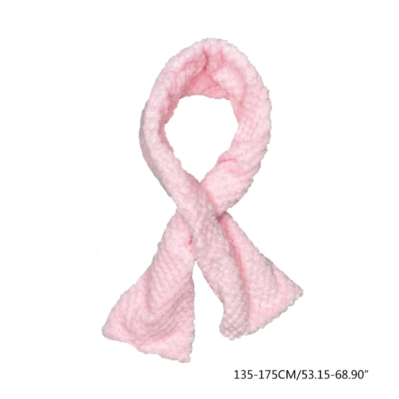 L93F Женский коралловый флисовый шарф Длинный плюшевый шейный платок Y2k Красочный тонкий шарф - 5