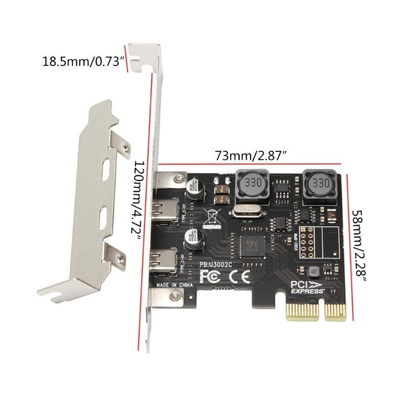 2 порта USB Type-C PCIe Дополнительный адаптер Карта расширения USB C USB3.1 PCIEx1 10 Гбит/с - 5