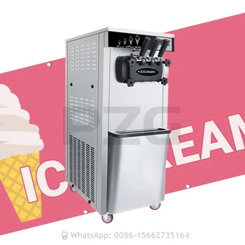 18 ~ 22 л / ч Машина для приготовления мягкого мороженого со смесителем Напольная 3 вкуса фруктового вкуса Мягкая сервировочная машина