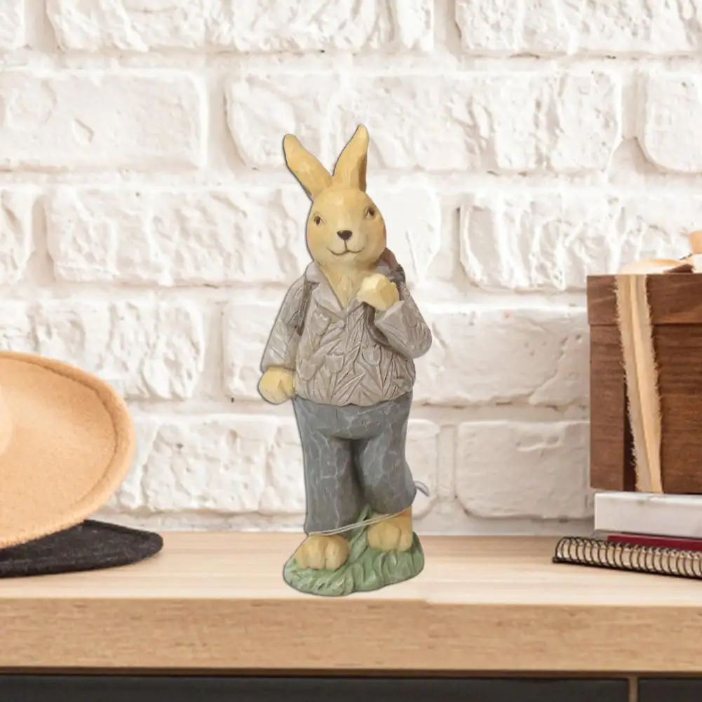 Фигурки из смолы кролика украшения кролик пасхальные поделки с яйцом тюльпан и морковь корзина украшение для домашнего стола Пасха - 1