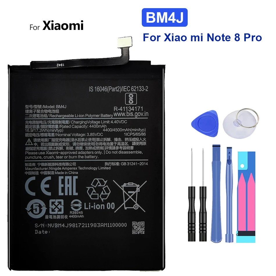 Аккумулятор для Xiaomi 2 3 5 6 8 Lite Pro 9 SE CC9 5X 2S 10T Mi Mix Max BM3M BM4F BM4H BM4J BM4N BM4P BM4Q BM4R BM51 BM52 BN3A - 2