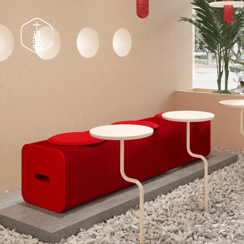XL Стиль Пианино Табурет Высокий 42 см Гостиная Домашний обеденный стул Красная скамья Оригинальная мебель - 1