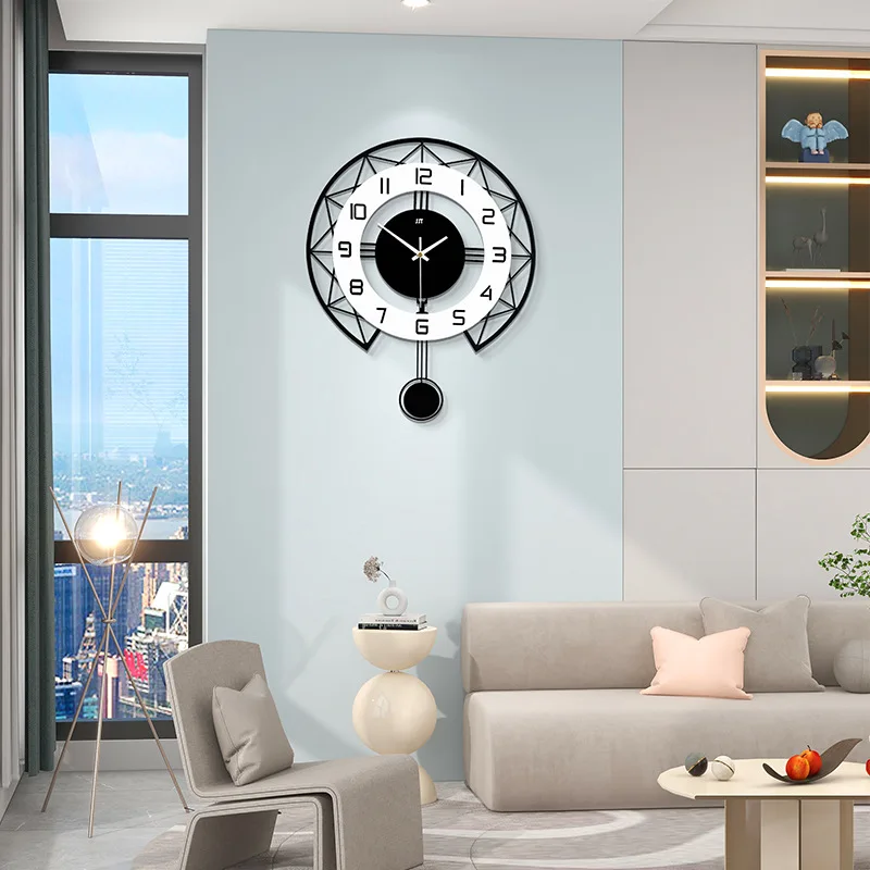 Гостиная Домашнее использование Мода Индивидуальность Творчество Атмосферные часы Минималистичный представляющий искусство Качающиеся настенные часы - 0