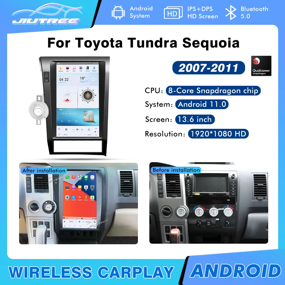 Android 11 13,6 дюйма для Toyota Tundra Sequoia 2007-2018 256 ГБ Авто Радио GPS Навигация Автомобиль Мультимедиа Стерео Плеер Автомобиль Видео - 0