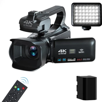 18X Zoom Full 4K Профессиональная видеокамера Youtube 4 дюйма с сенсорным экраном 64 МП Видеокамера Таймлапс Цифровой рекордер Потоковая веб-камера