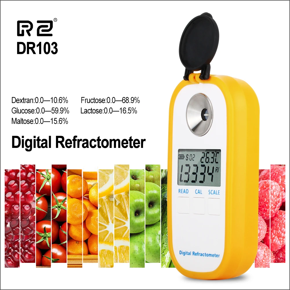 RZ Цифровой рефрактометр ЖК-дисплей Brxi Фруктовый сок Сахаромер Рефрактометр для декстрана, фруктозы, глюкозы, лактозы, мальтозы - 0