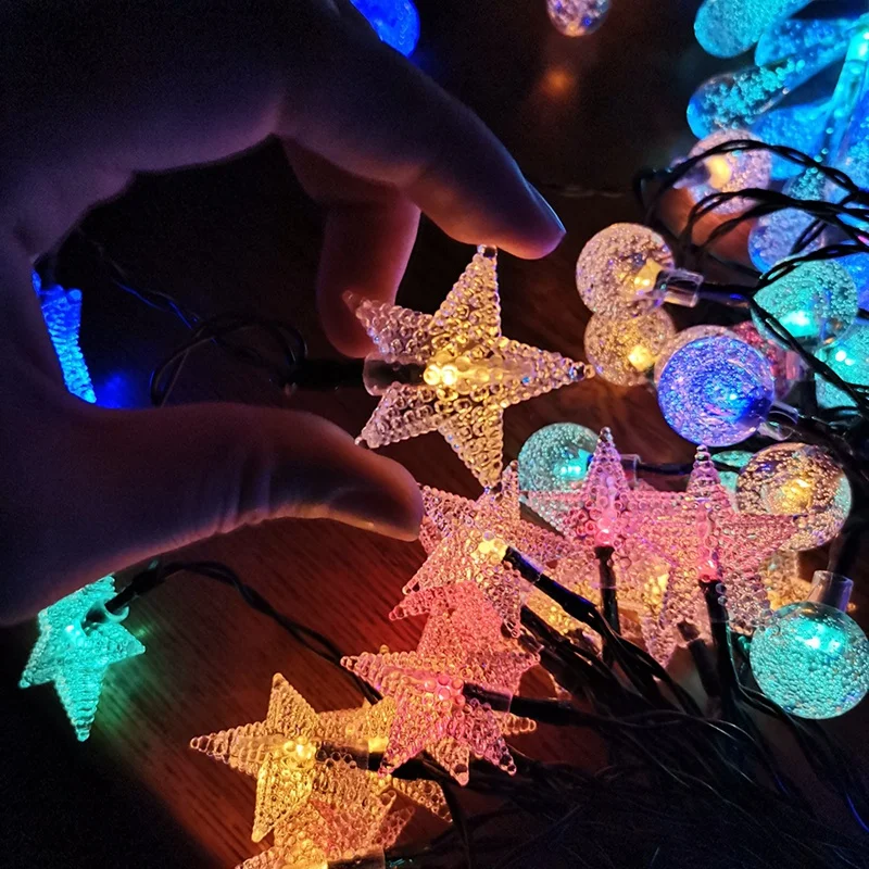 LED Пятиконечная Звезда Солнечный Свет Рождество В Помещении И На Открытом Воздухе Непромокаемый Газон Украшение Фонарь String - 5