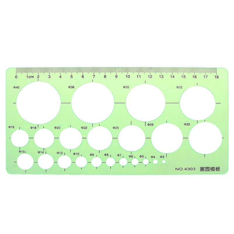  Зеленые пластиковые круги Геометрический шаблон Линейка Трафарет Измерительный инструмент Студенты D5QC - 0