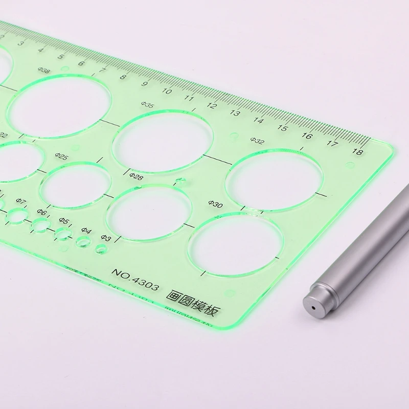  Зеленые пластиковые круги Геометрический шаблон Линейка Трафарет Измерительный инструмент Студенты D5QC - 5