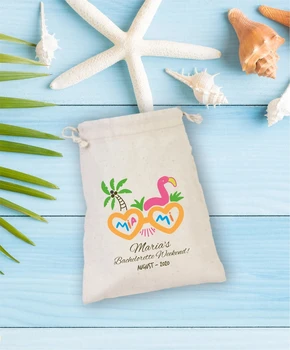 20 шт. Miami Palm Flamingo Девичник Похмельный набор, Подарочная сумка для девичника на шнурке, Мини-сумки на шнурке, Weddin
