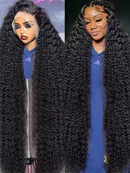 200 плотность глубокая волна парик прозрачный 13x6 кружевной фронтальный 13x4 кружевные передние парики 30 дюймов бразильский реми кудрявый парик из натуральных волос для женщин