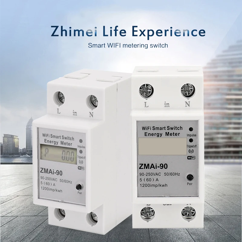90 Wifi Smart Switch Измеритель энергии Модель ZMAI-90 Вольтметр Ваттметр Измеритель мощности Tuya Smart Life APP Работа с Alexa - 1