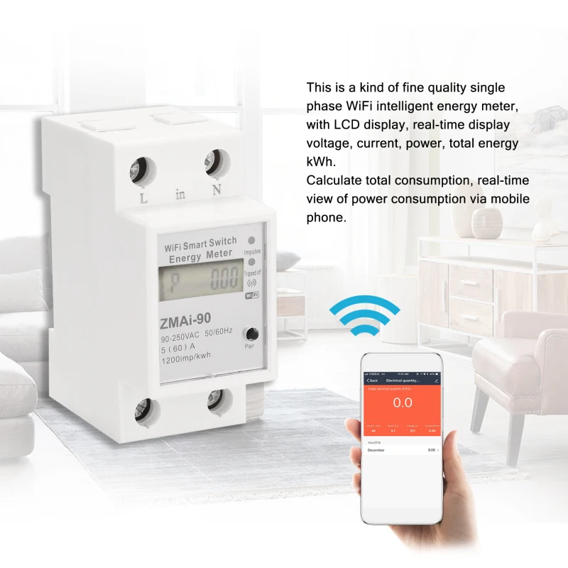 90 Wifi Smart Switch Измеритель энергии Модель ZMAI-90 Вольтметр Ваттметр Измеритель мощности Tuya Smart Life APP Работа с Alexa - 5