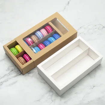 2021 Новые креативные коробки для макарон Бумажные коробки для конфет Подарочные коробки для тортов Подарочные футляры Принадлежности для вечеринок Макароны Десерт Пак Чехлы