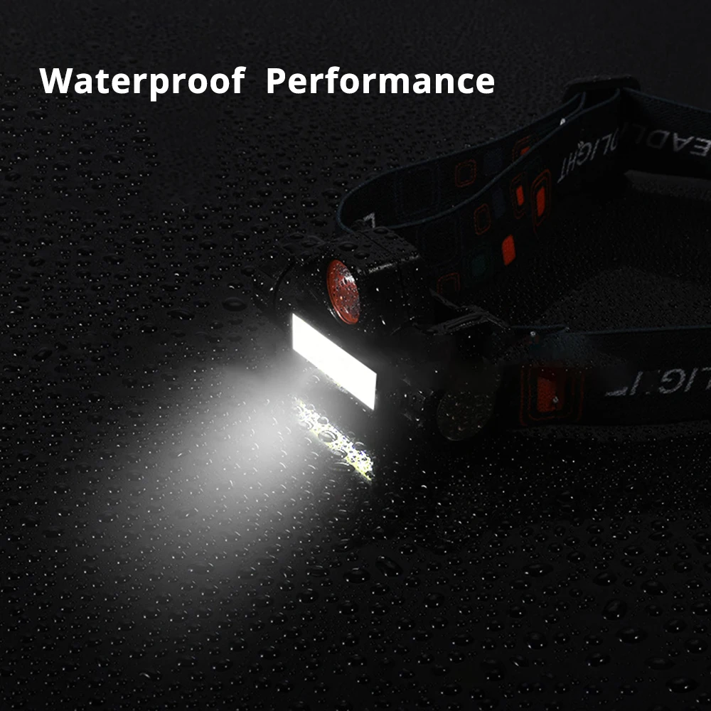 Водонепроницаемая светодиодная фара COB Рабочее освещение 2 режима освещения с магнитом USB Фара Встроенный аккумулятор Подходит для рыбалки, кемпинга и т. Д. - 3