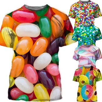 2023 Летняя новая мода для мужчин / женщин Красочные конфеты 3d печатные топы унисекс футболка с коротким рукавом XXS-6XL