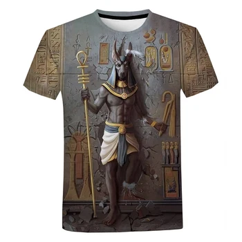 2023 Новый ретро-стиль Древний Гор Египетский Бог Глаз Египта Фараон Анубис 3D Футболки Мужчины Женщины Харадзюку Забавный Короткий Рукав