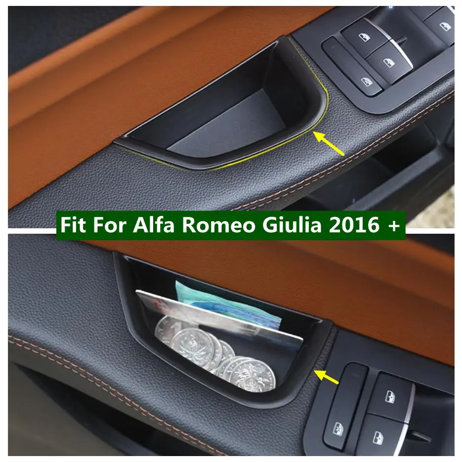  Ручка передней двери Подлокотник Держатель контейнера Лоток Ящик для хранения Органайзер для Alfa Romeo Giulia 2016 - 2020 Аксессуары Автомобильный стайлинг - 0