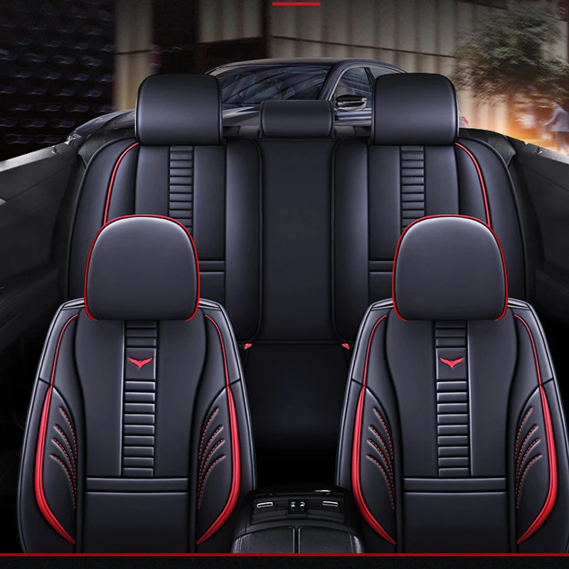 Универсальный чехол для автомобильного сиденья Кожаная подушка сиденья спереди и сзади Полный объемный автомобильный протектор от износа - 5