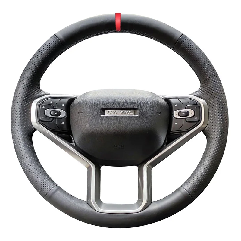 HuiER Ручная прошивка автомобильного рулевого колеса Красный маркер для Haval H6 3-го поколения 2021-2023 Автомобильная оплетка на обмотке рулевого колеса - 0