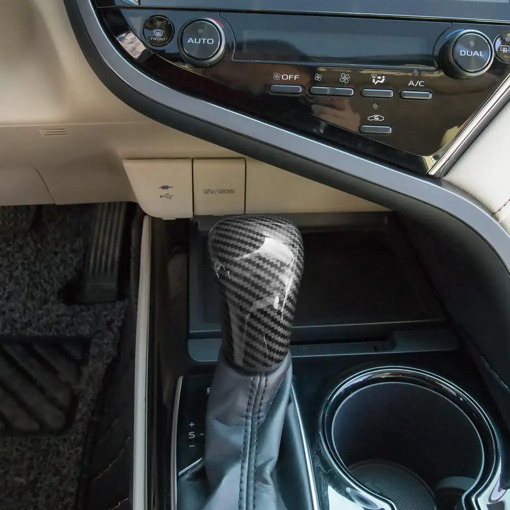  Спортивный стиль Печать из углеродного волокна Автоматическая ручка переключения передач Накладка на крышку для Toyota Camry 2018-2020 Avalon Corolla Хэтчбек 2019 2020 - 2