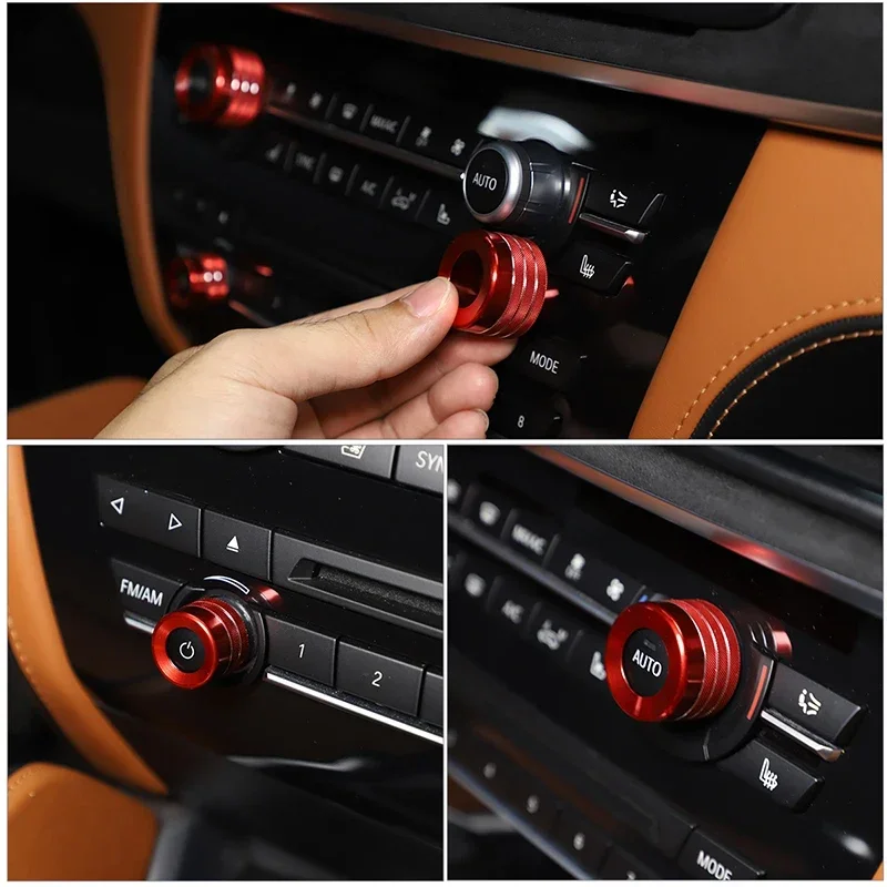 3 шт. Автомобильные ручки громкости кондиционера Кнопка управления аудиосистемой Ручка кольца Крышка Отделка для BMW X5 X6 E70 E71 E72 2008-2013 Аксессуары - 4