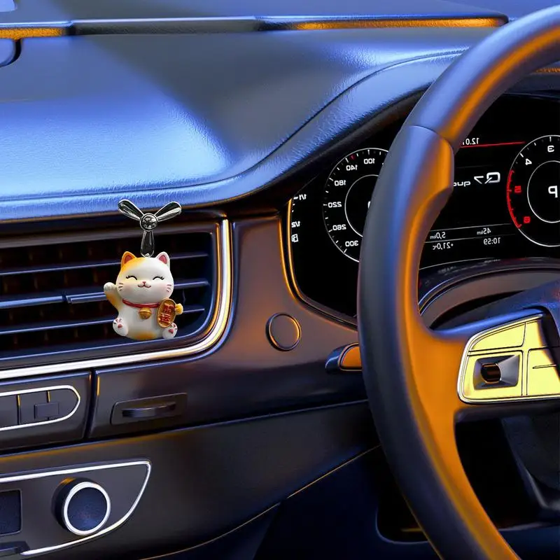 Вращающийся освежитель Автомобильный мультфильм Кошка Автомобильные освежители воздуха Воздуховыпускной вентилятор Освежитель воздуха Вентиляционные зажимы Ароматический диффузор Автомобильные духи Aromatherap - 2