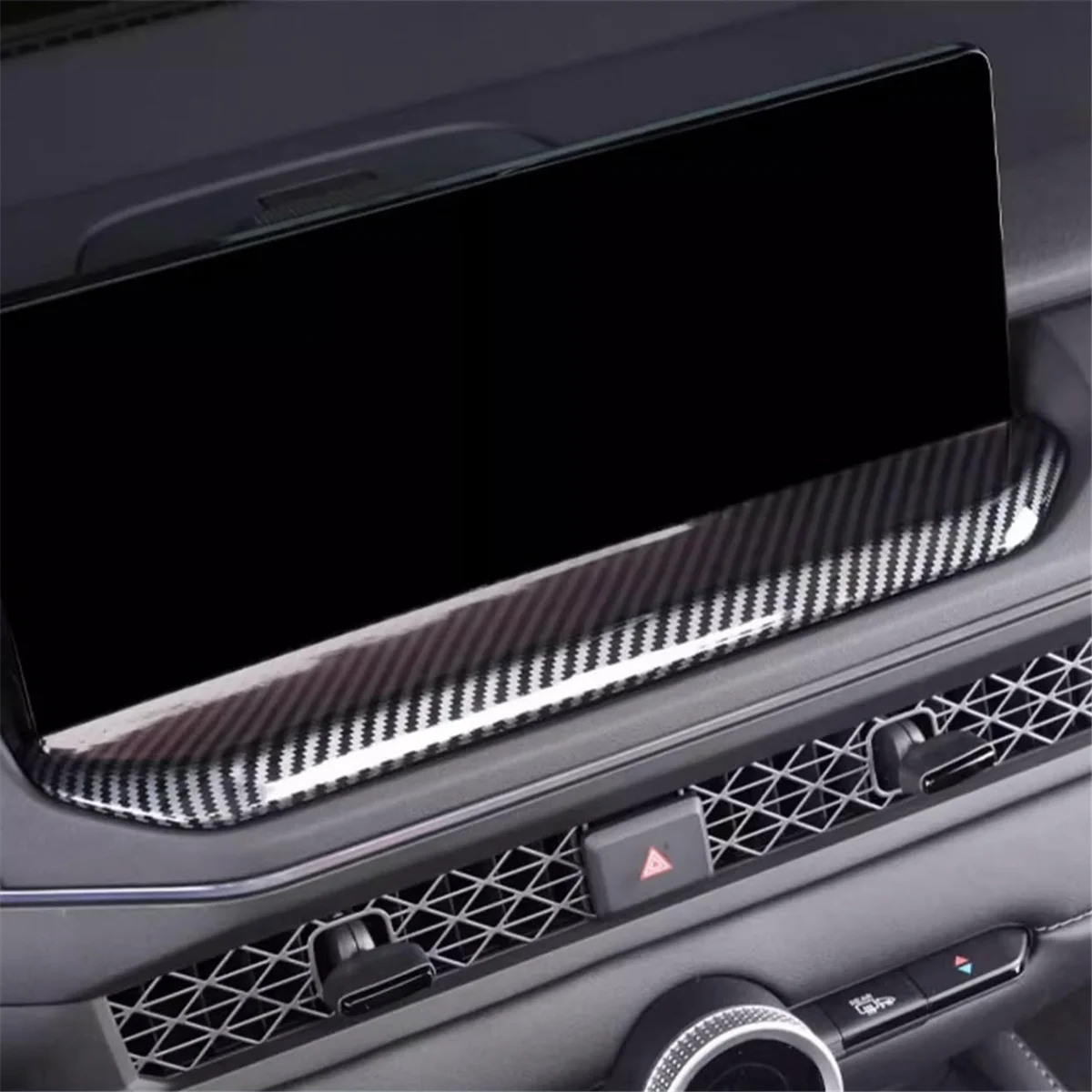 Для Honda Accord 2023 2024 11-я приборная панель автомобиля GPS-навигационная панель Крышка отделки интерьера аксессуар (ABS Carbon Fiber) - 4