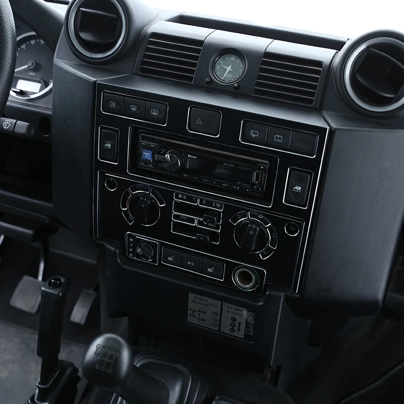 Для Land Rover Defender 110 2008-18 Алюминиевый автомобиль Центральная панель управления кондиционером Наклейки на отделку Автомобильные аксессуары - 4