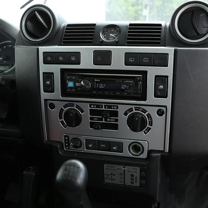 Для Land Rover Defender 110 2008-18 Алюминиевый автомобиль Центральная панель управления кондиционером Наклейки на отделку Автомобильные аксессуары - 5