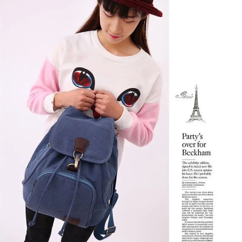 JBTP Рюкзаки высокой вместимости Новая женская холщовая сумка для путешествий на открытом воздухе Ретро Модный школьный рюкзак для студентов колледжа моды - 4